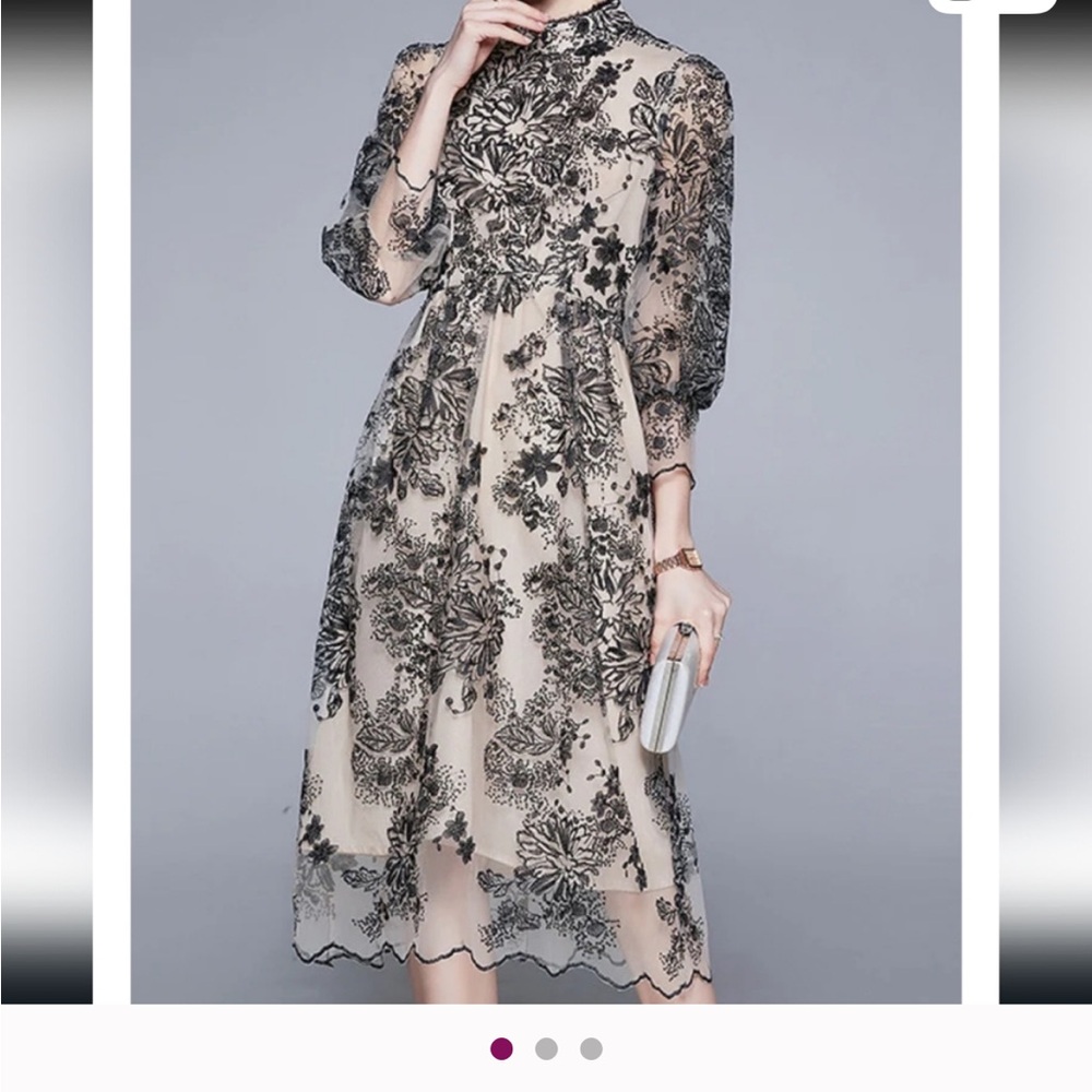 Elegant Black Floral Lace Dress